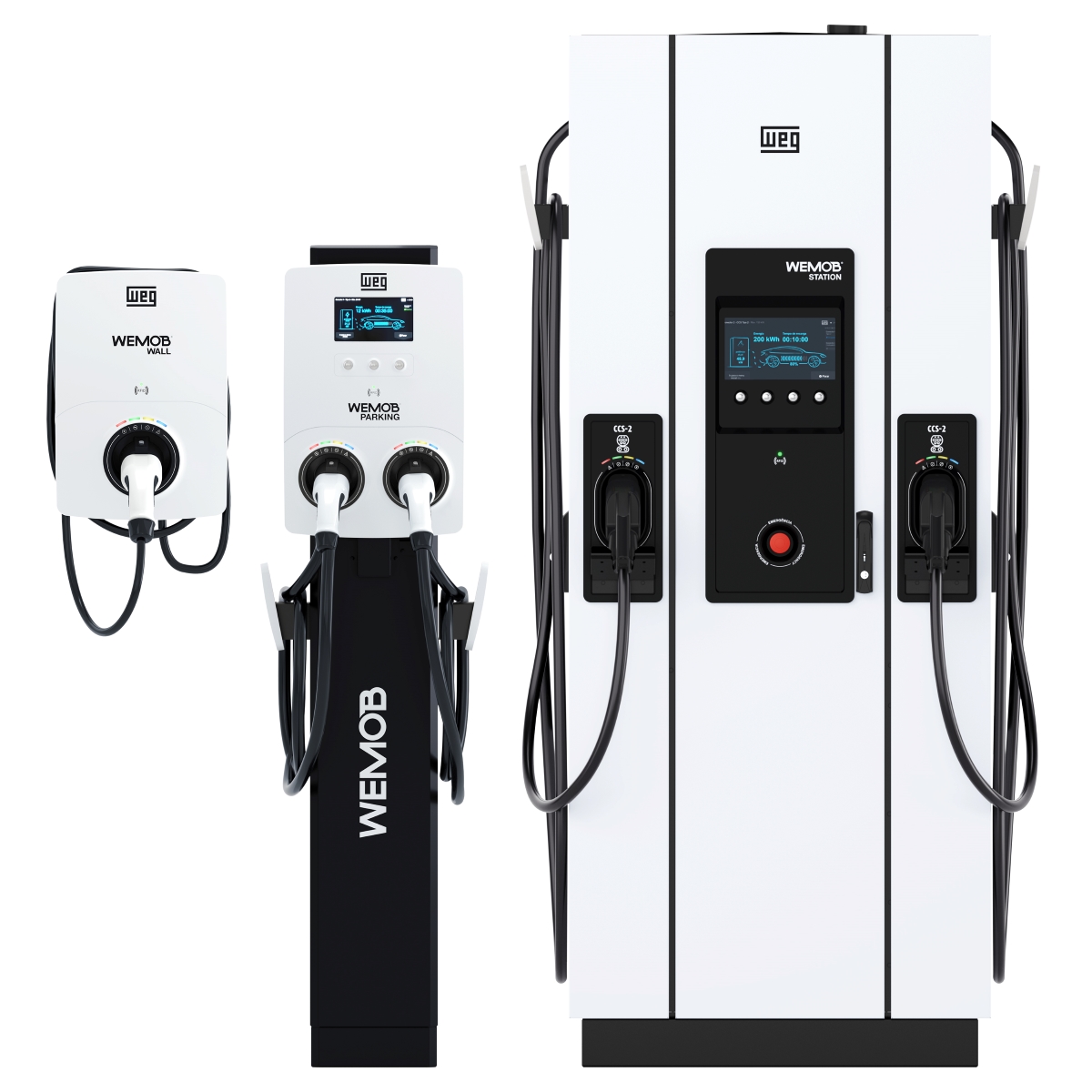 Eletroposto de parede instalado em mercado